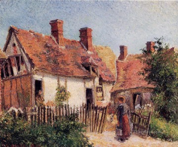  eragny Painting - old houses at eragny 1884 Camille Pissarro